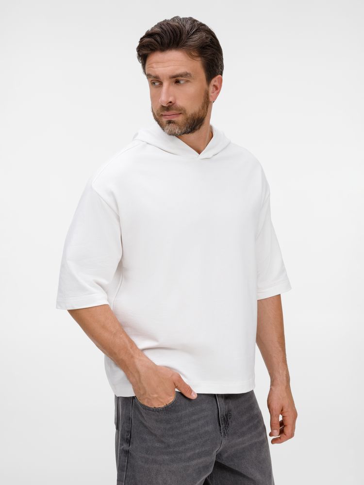 Футболка оверсайз унисекс с капюшоном Neofit, молочно-белая