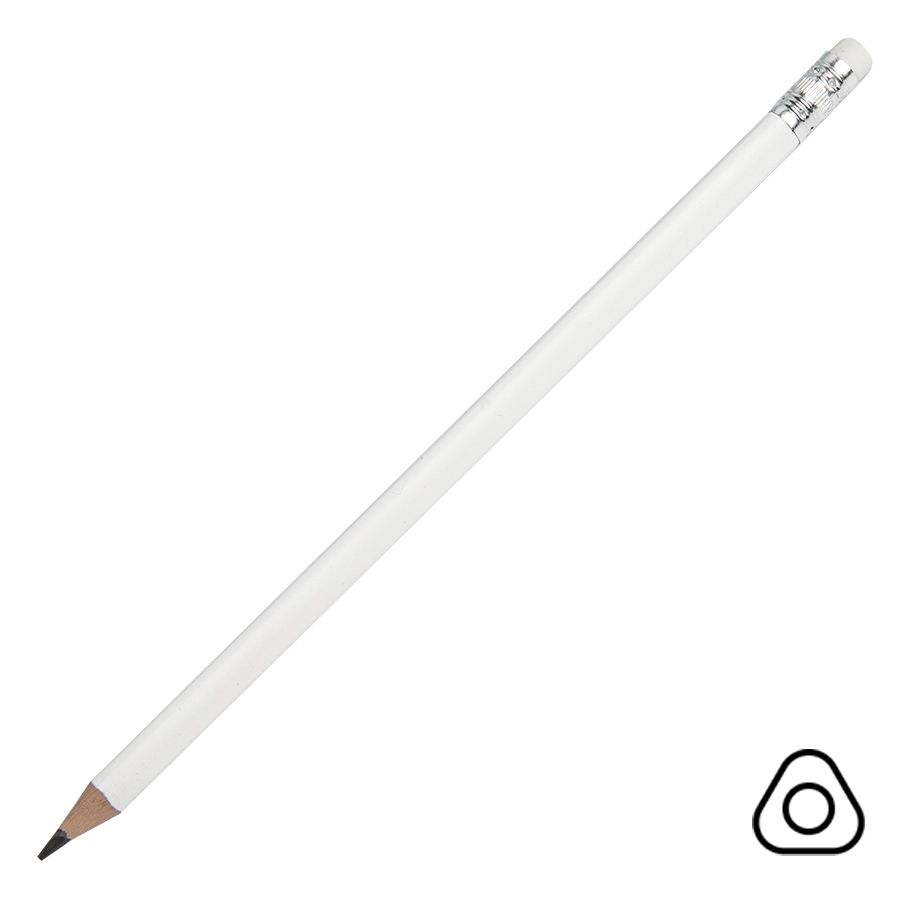 Карандаш чернографитный трехгранный TRINITY с ластиком, пластиковый, HB, черный