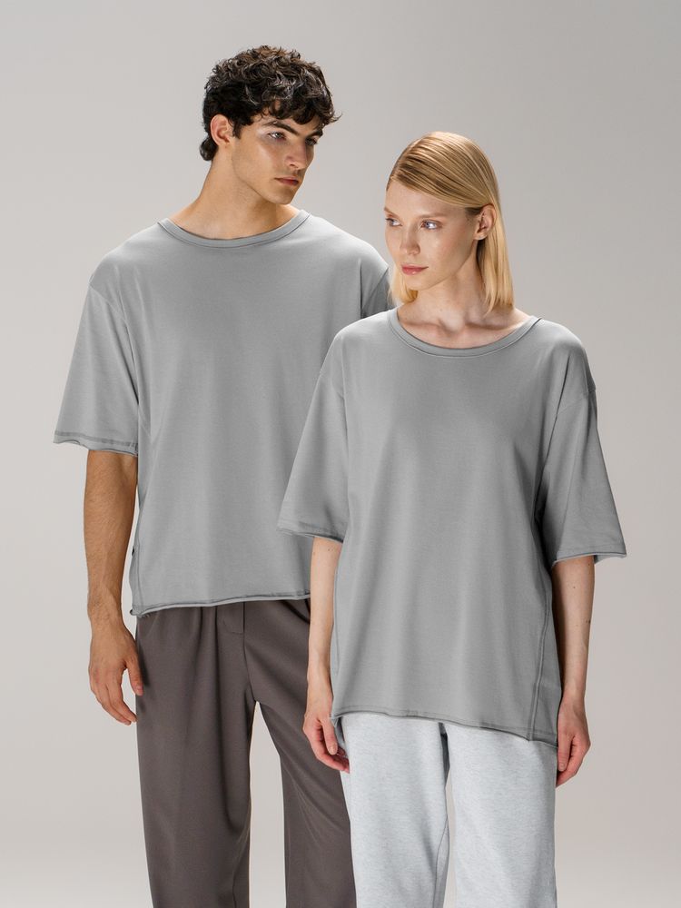 Футболка оверсайз унисекс Vozduh, светло-серая