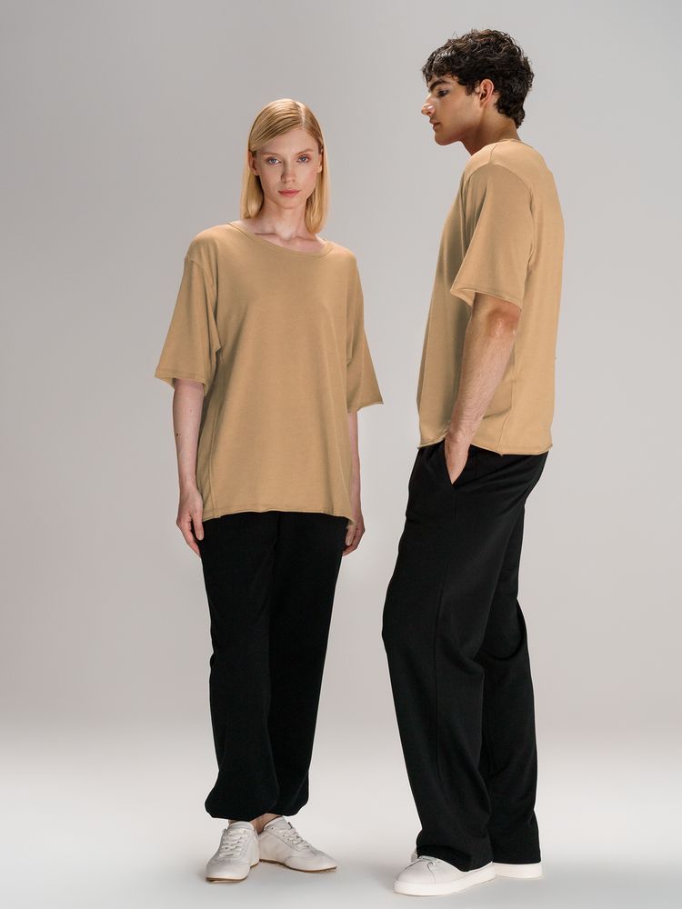 Футболка оверсайз унисекс Vozduh, бежевая