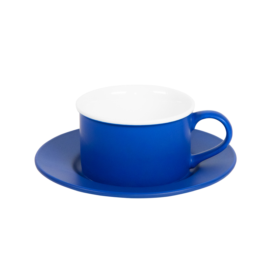 Чайная пара ICE CREAM, голубой с белым кантом, 200 мл, фарфор