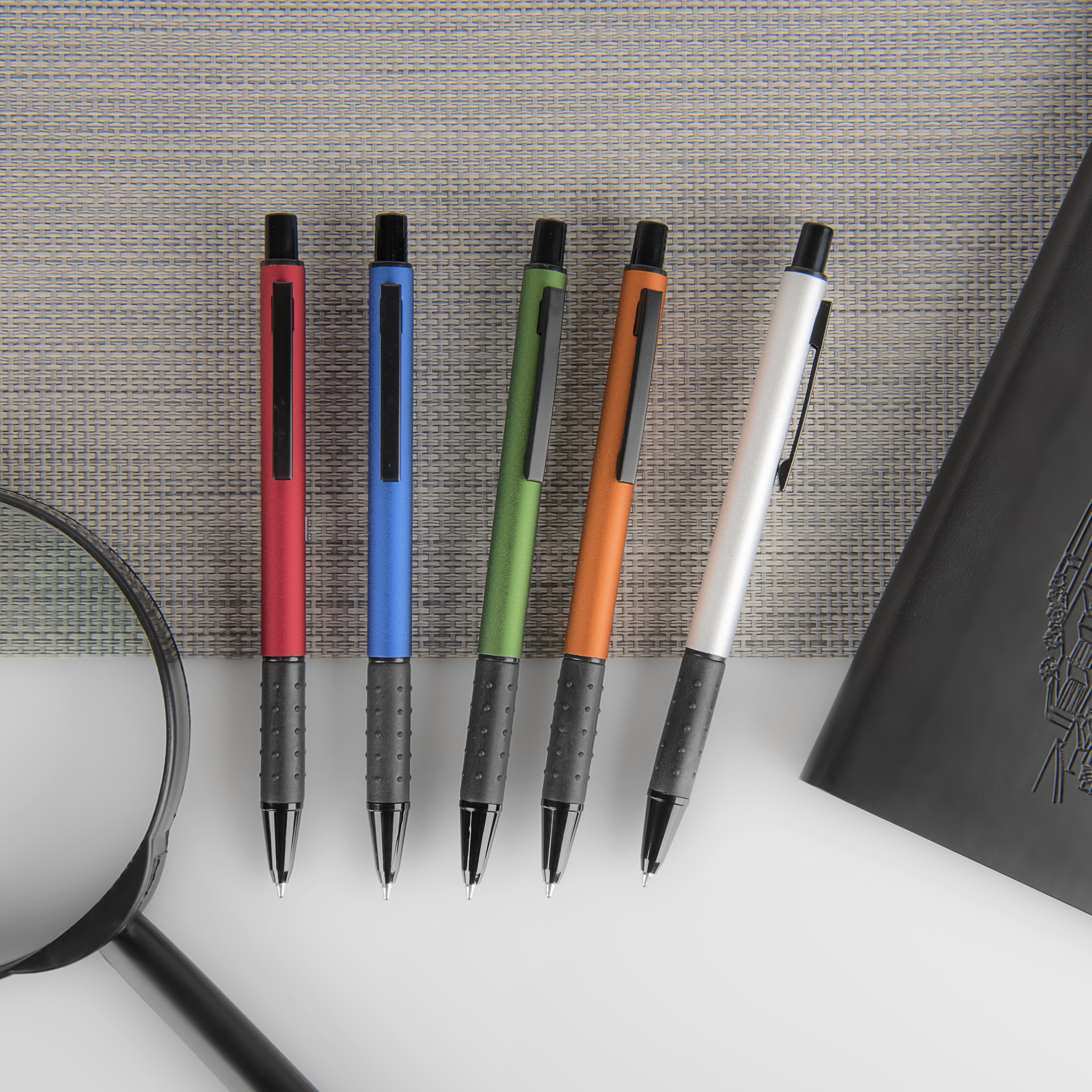 CACTUS, ручка шариковая, красный/черный, алюминий, прорезиненный грип