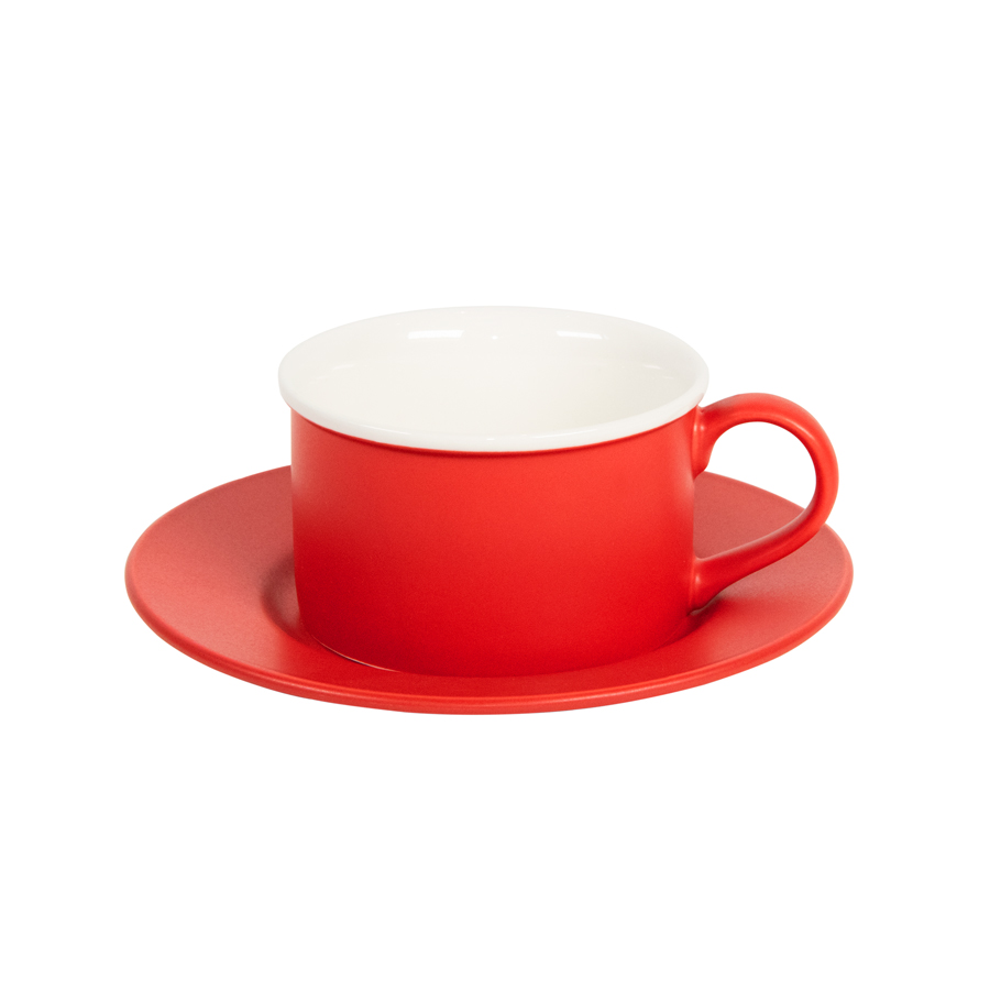 Чайная пара ICE CREAM, голубой с белым кантом, 200 мл, фарфор