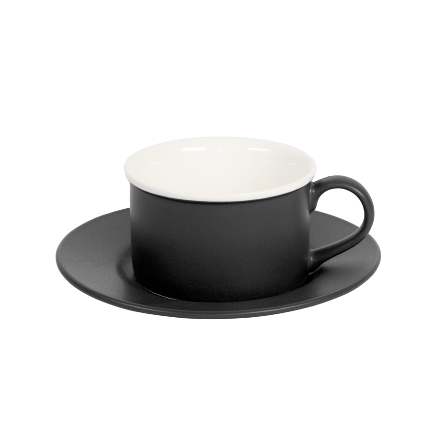 Чайная пара ICE CREAM, голубой с белым кантом, 200 мл, фарфор