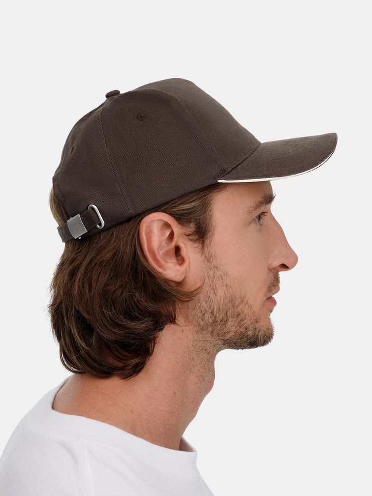 Бейсболка Long Beach, коричневая с бежевым