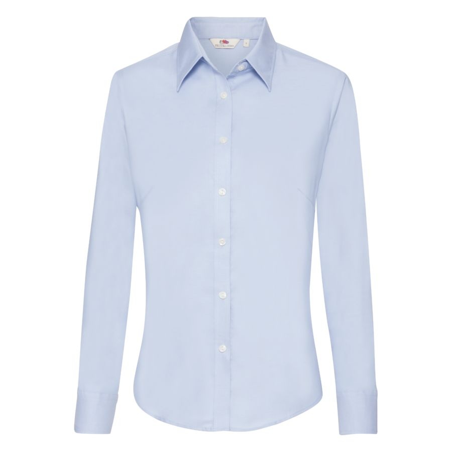 Рубашка "Lady-Fit Long Sleeve Oxford Shirt", белый_XS, 70% х/б, 30% п/э, 130 г/м2