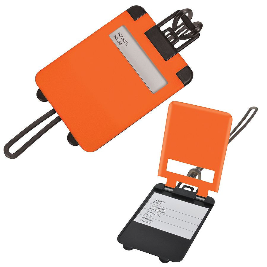 Бирка багажная "Чемодан";  оранжевый,  5.6*7.8 см; пластик;