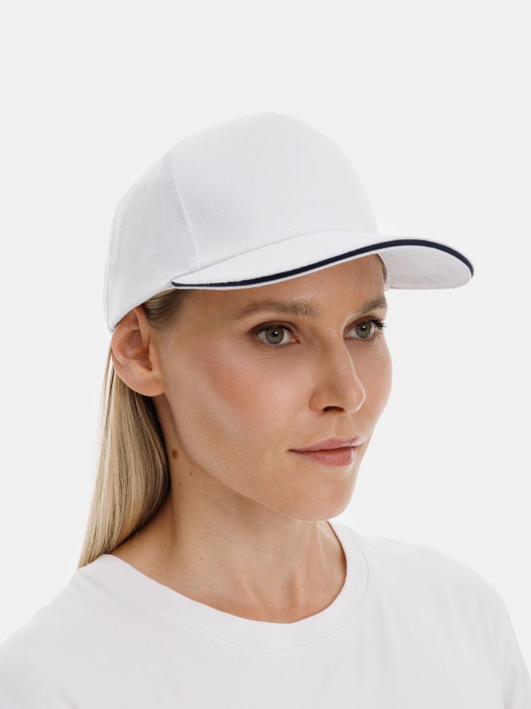 Бейсболка Long Beach, белая с темно-синим