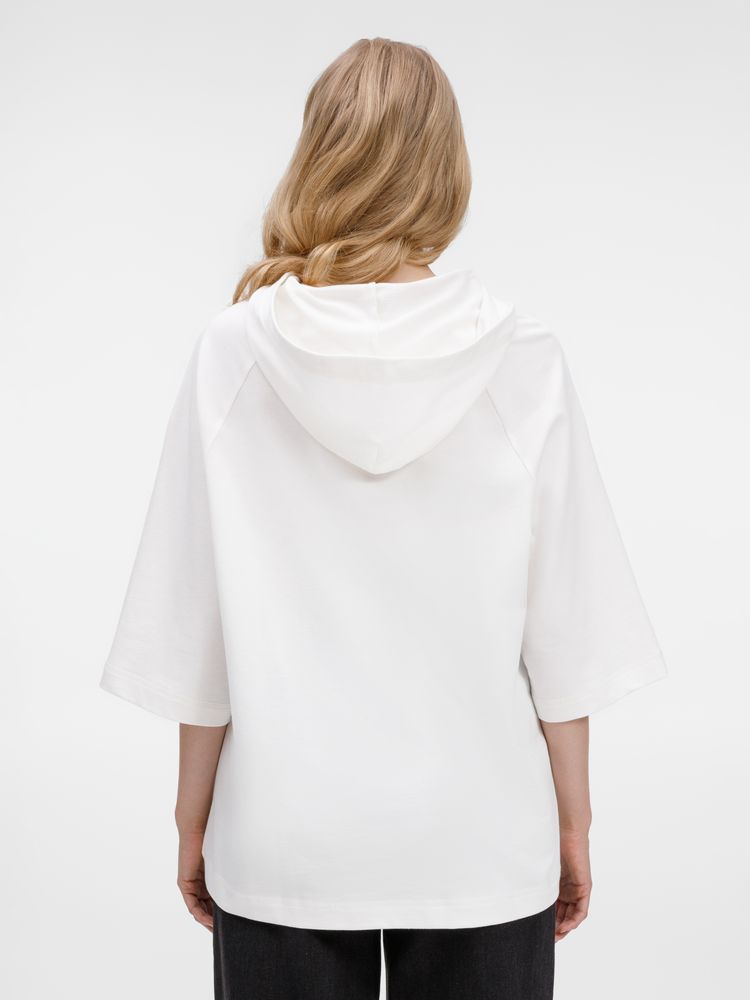 Футболка оверсайз унисекс с капюшоном Neofit, молочно-белая