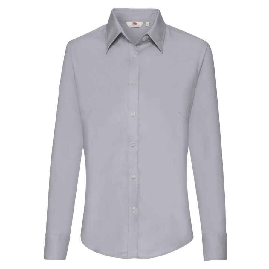 Рубашка "Lady-Fit Long Sleeve Oxford Shirt", белый_XS, 70% х/б, 30% п/э, 130 г/м2
