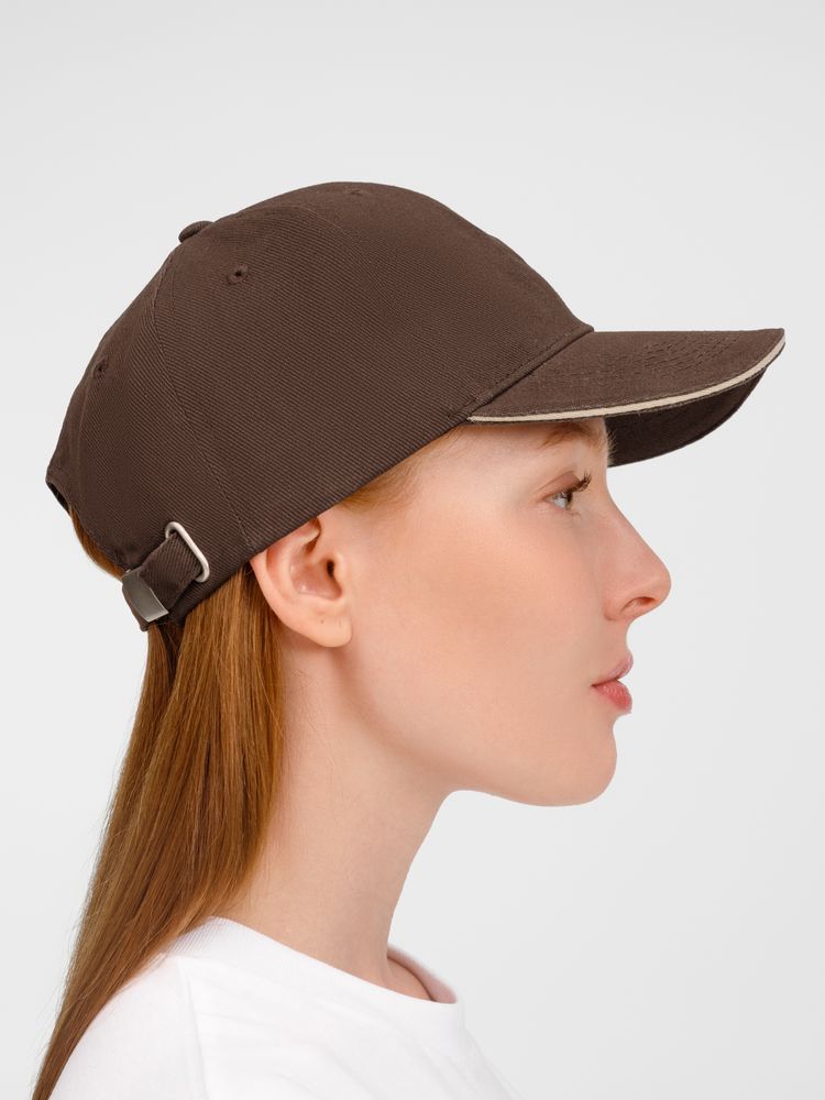 Бейсболка Buffalo, коричневая с бежевым