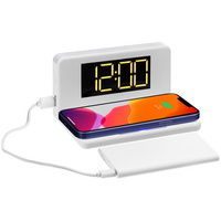 Часы настольные с беспроводным зарядным устройством Pitstop, черные