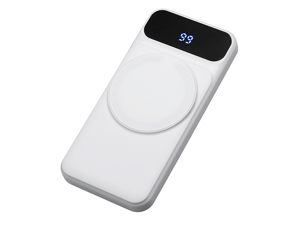 Магнитный беспроводной внешний аккумулятор со встроенными кабелями Мэни, 10000 мАч